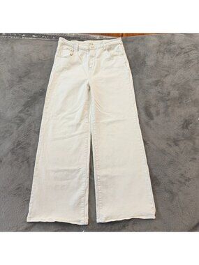 Risen Jeans High Rise Wide Leg Cream Womens size 1X Plus Size 1XL